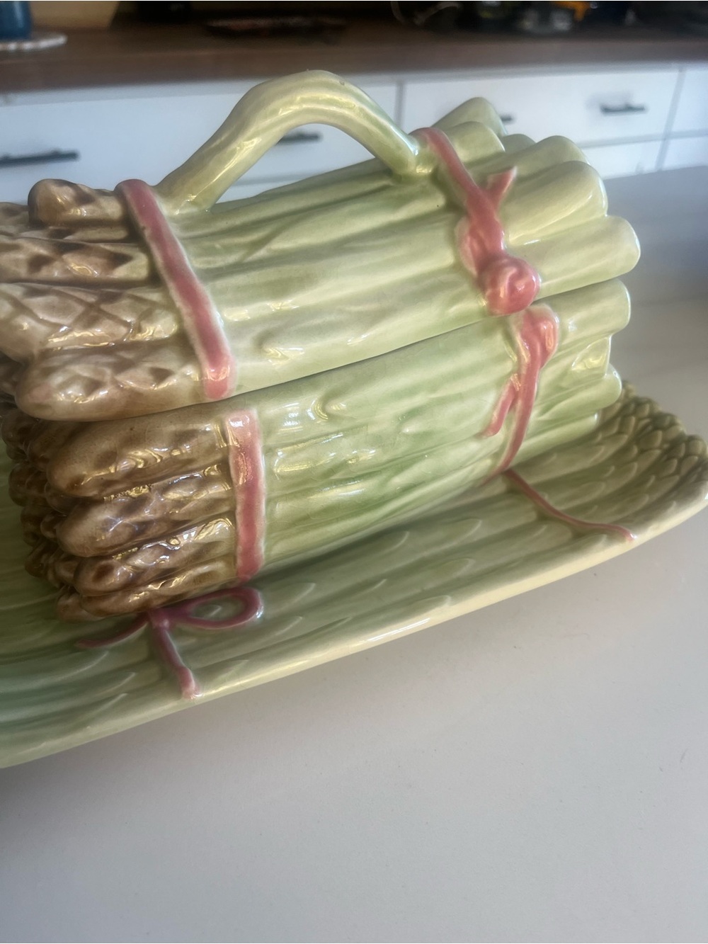 Ceramic Asparagus lidded tureen w/  bottom platter- mid centuryF Mendes